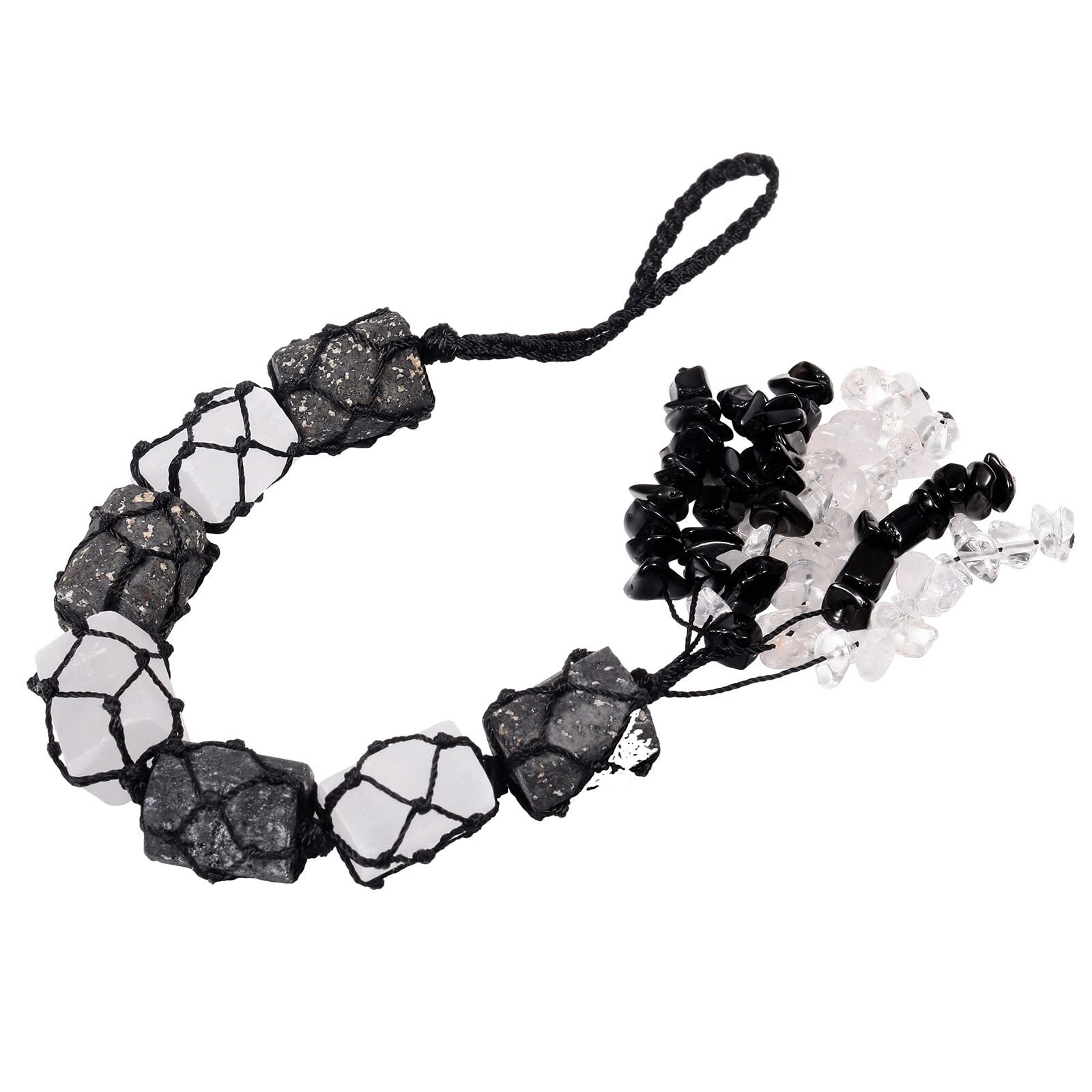 mookaitedecor Black Tourmaline & Selenite Crystal Hanging Ornament with Chip …