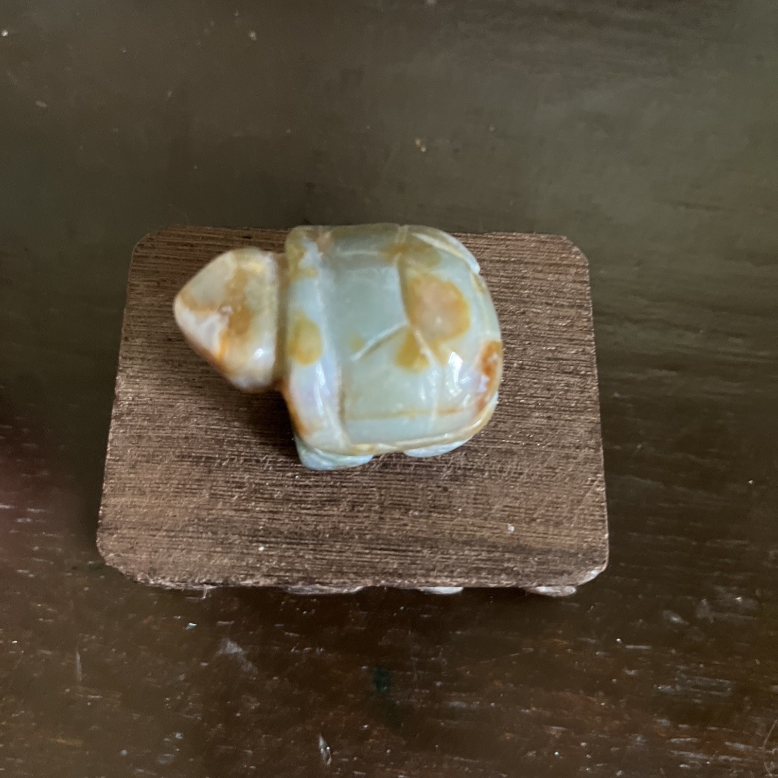 Hand Carved Stone Moss Agate Tortoise 1.8 Inch New