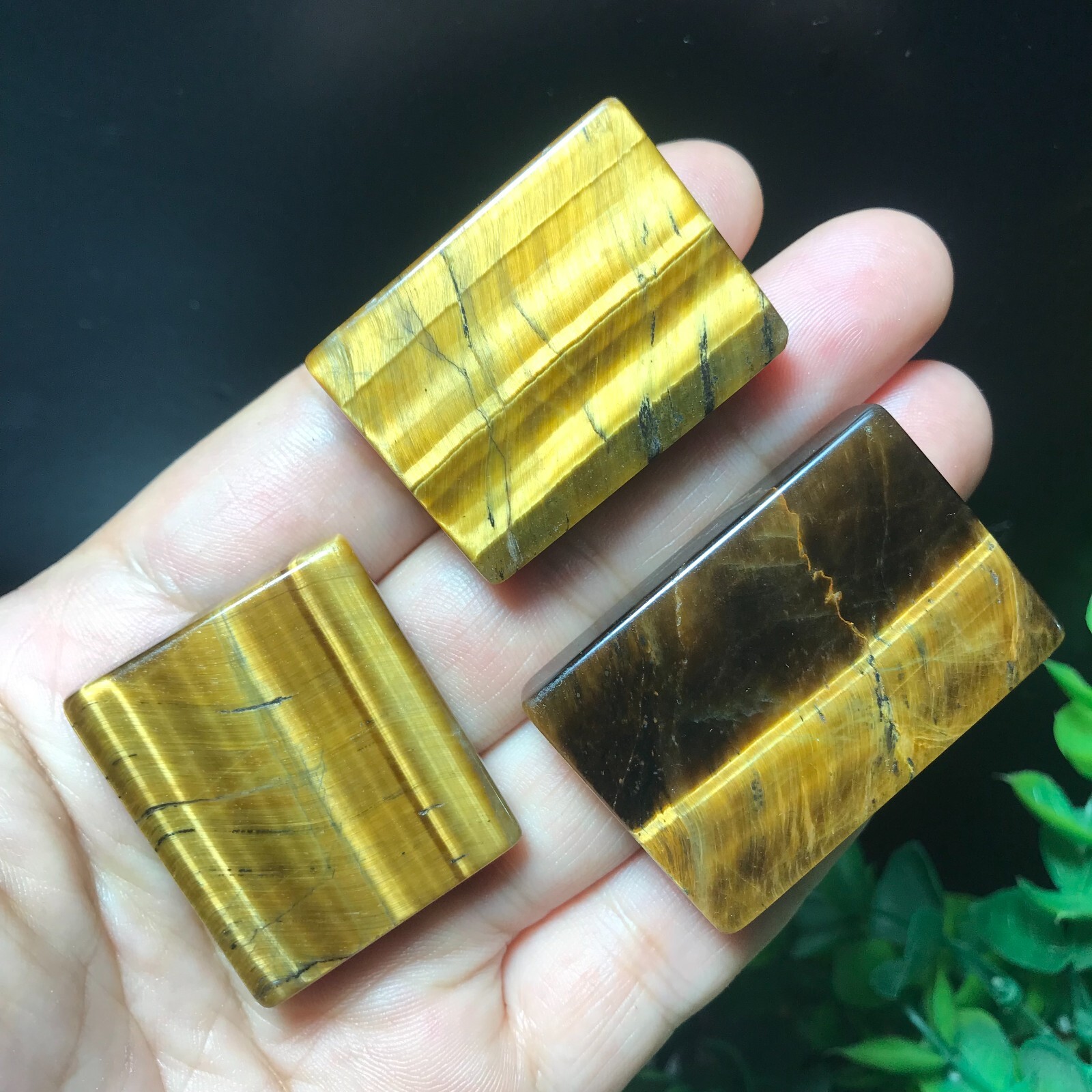 3pcs 58g Natural Tiger Eye Gemstone rectangular pendant 865