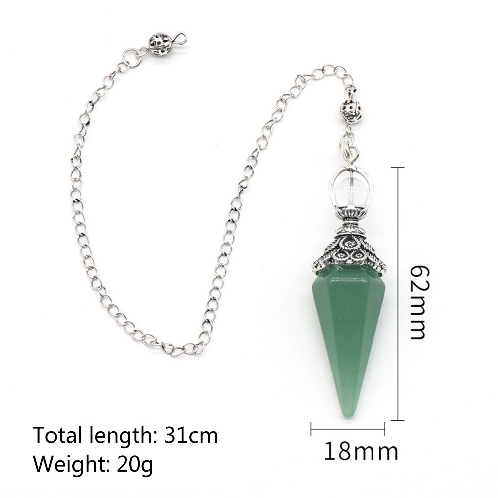 Chakra Pendulum Natural Crystal Hexagon Pyramid Chain Pendant Healing Divination