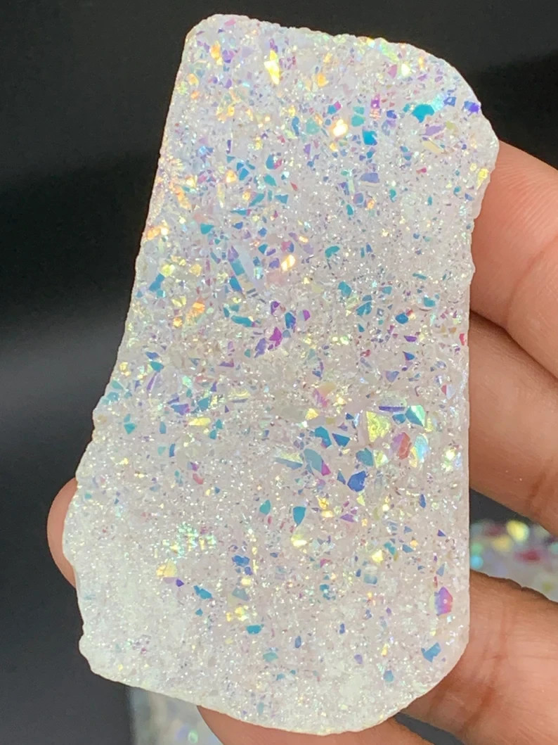 Rainbow Angel Aura Quartz Cluster Raw Titanium Geode Crystal Healing Specimen