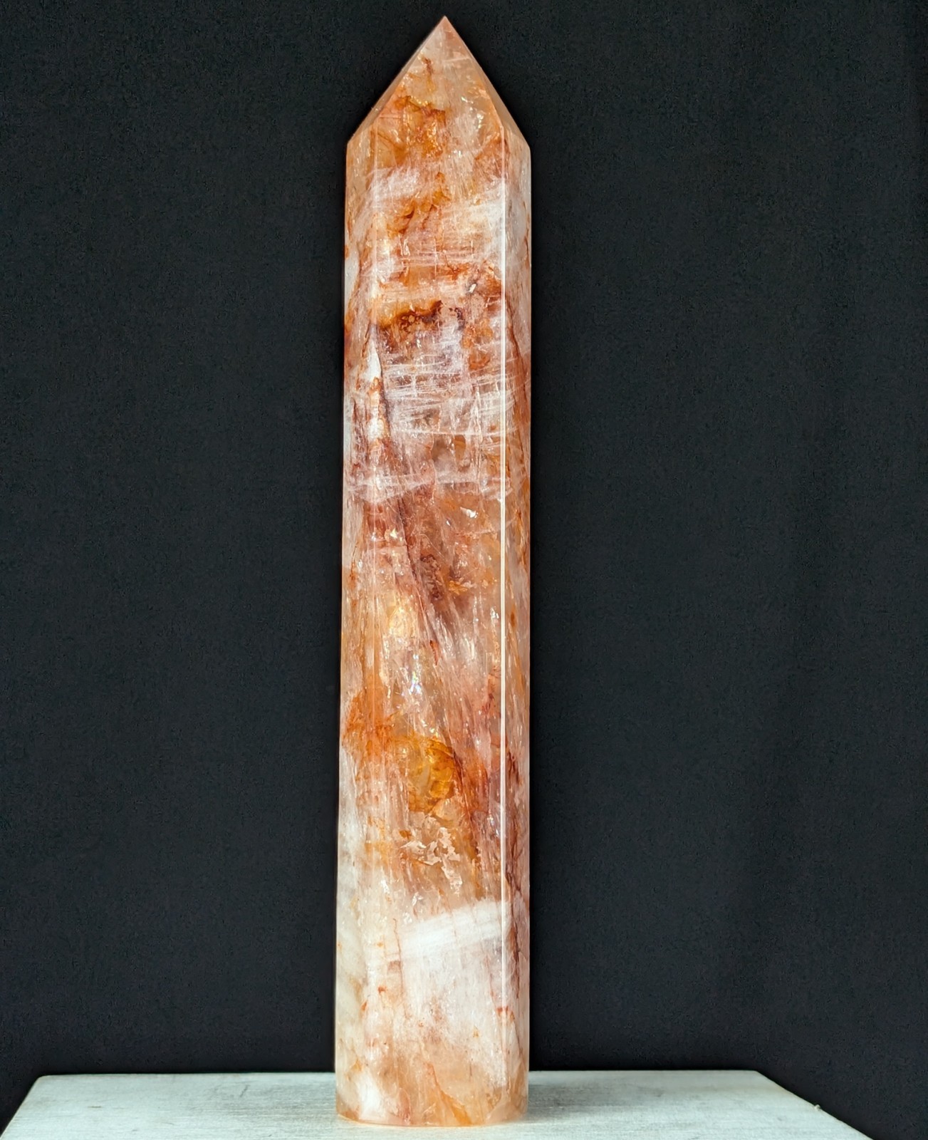 Red Fire Quartz Tower Crystal Gemstone Large Tall Chakra Reiki