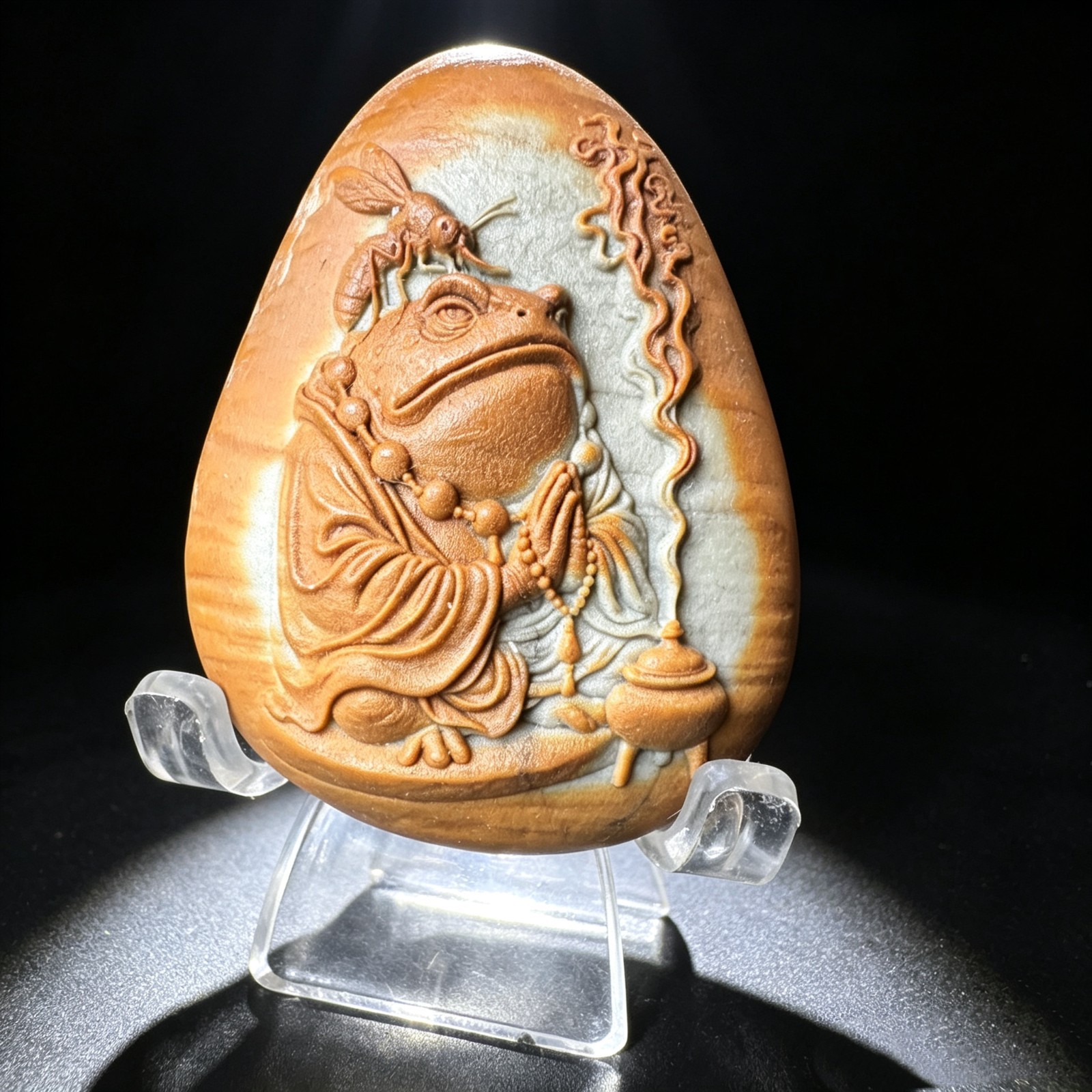 Songhua Stone Carved Jin Chan Money Toad, Feng Shui Wealth Lucky Collectible