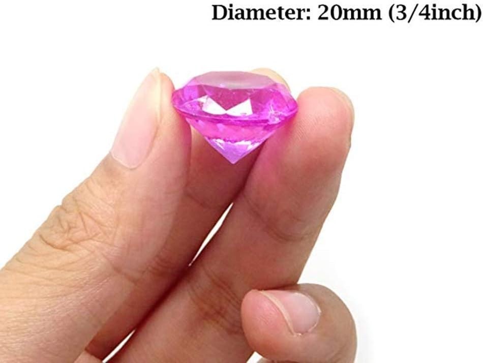 50 PCS Acrylic Crystal 20mm Round Diamond Crystals Treasure, Chest Hunt