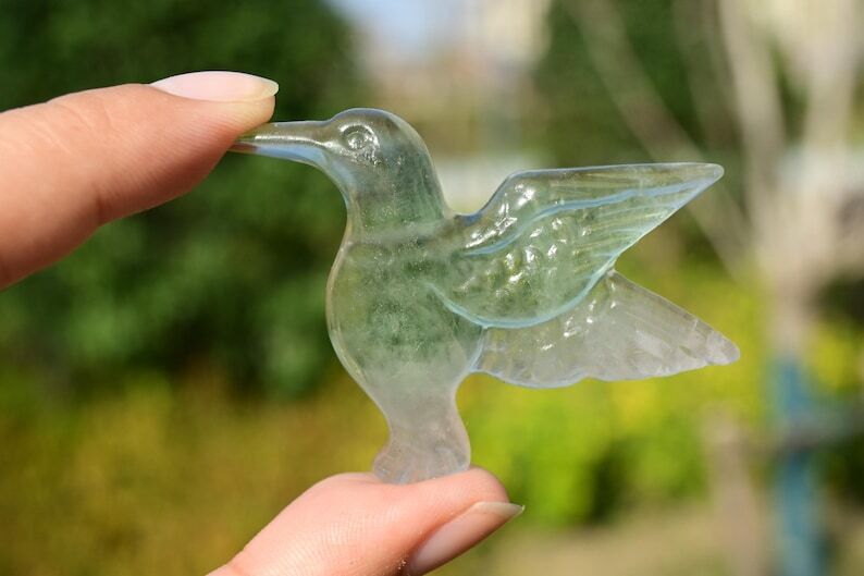 1.6” Quartz crystal Hummingbird Hand Carved Natural Reiki Crystal decor gift 1x