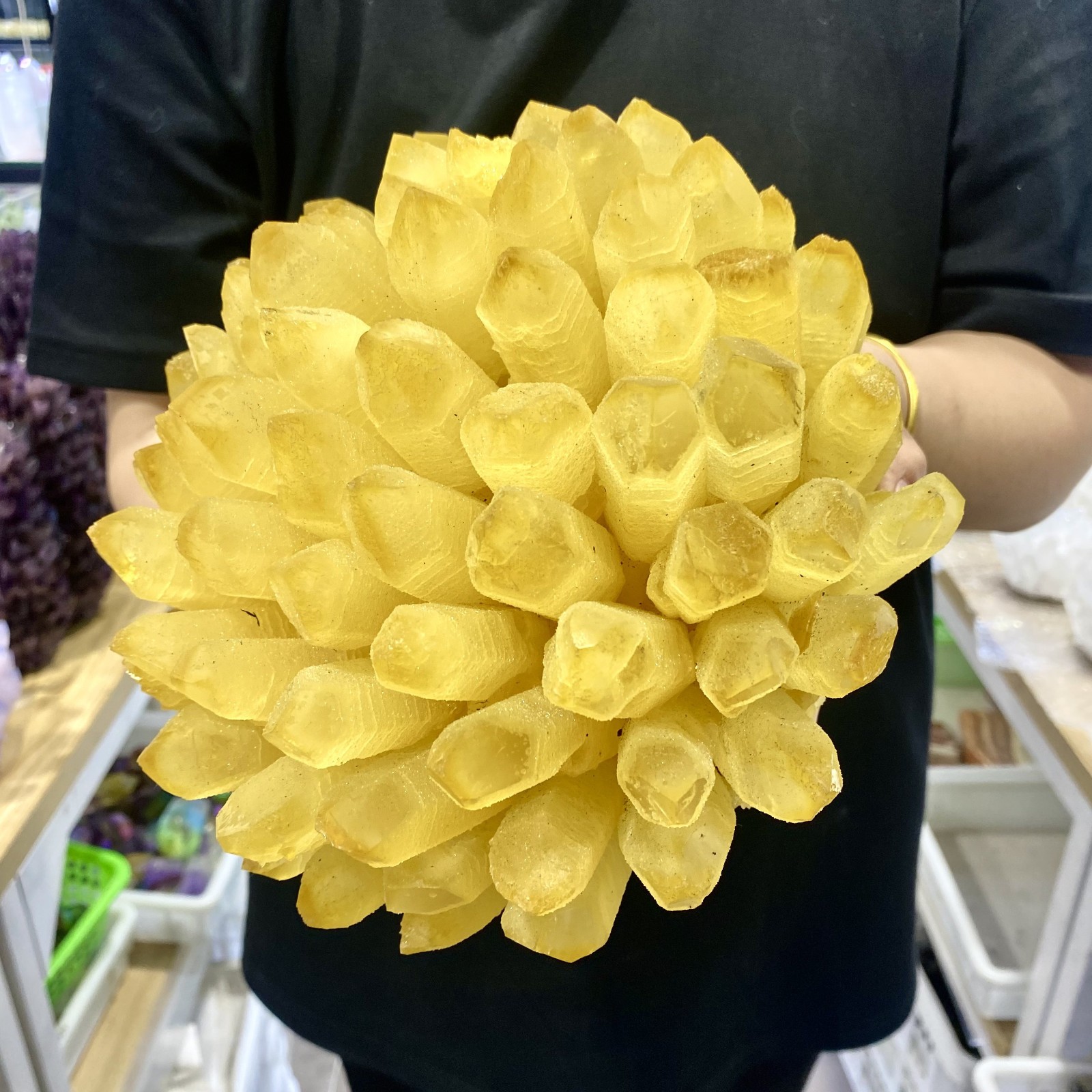 13.4LB Newly discovered yellow ghost quartz cluster mineral sample-