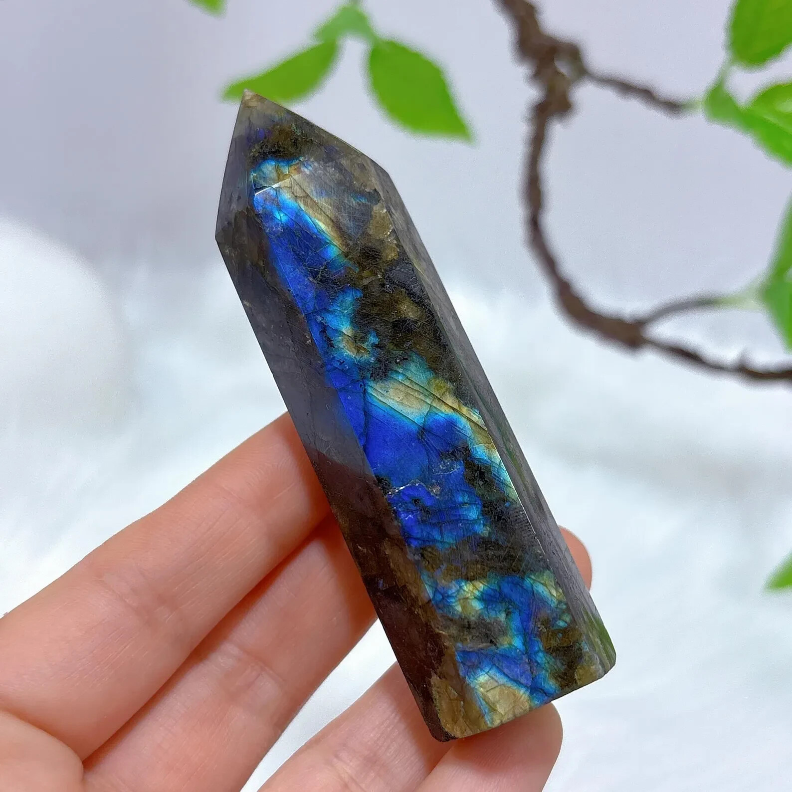 3.15″-3.54″ Natural Labradorite Crystal Tower Healing Crystal Obelisk Reiki Gift
