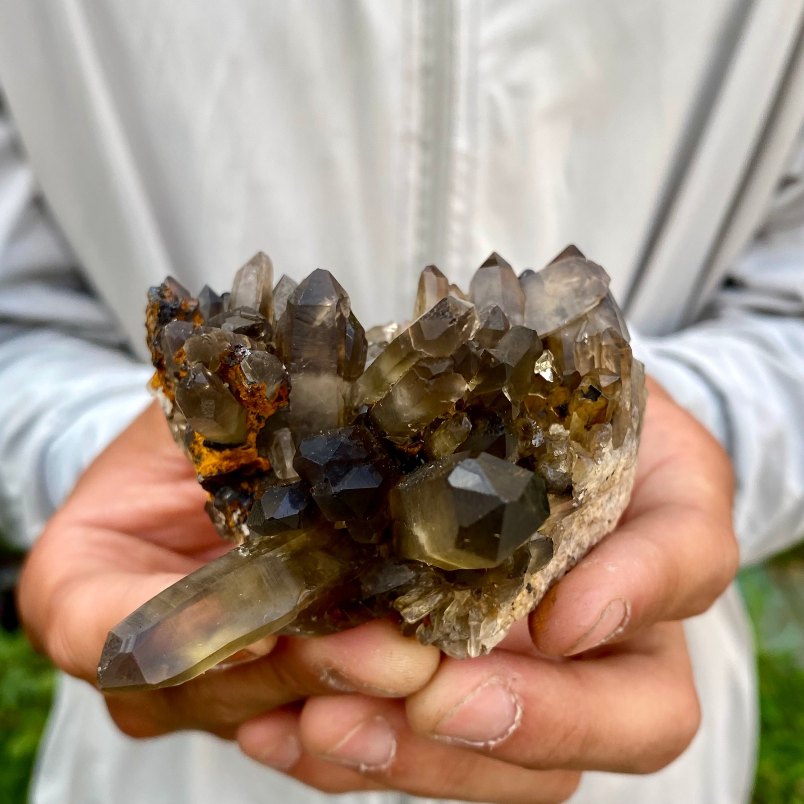 220G Natural Black Smoky Quartz Crystal Cluster Raw Mineral Specimen