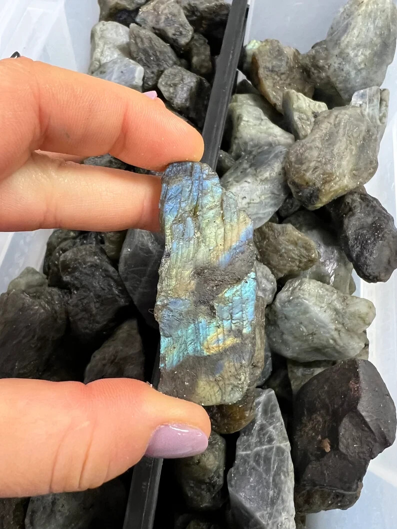 Flash Raw Labradorite Large Rough Mineral Rock Specimen Healing Crystal Gift 1PC