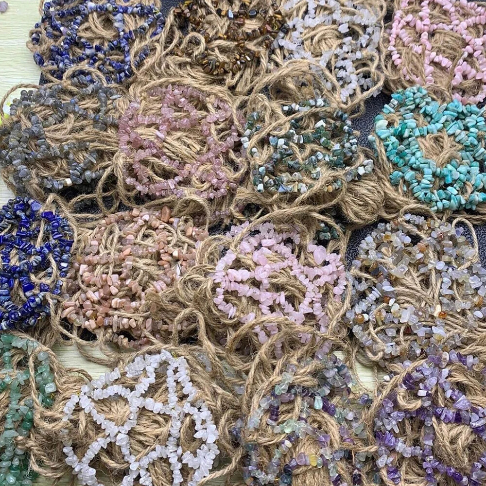 Vintage Boho Hanging Sphere Holder Home Decor Macrame Crystal Basketball Hanger