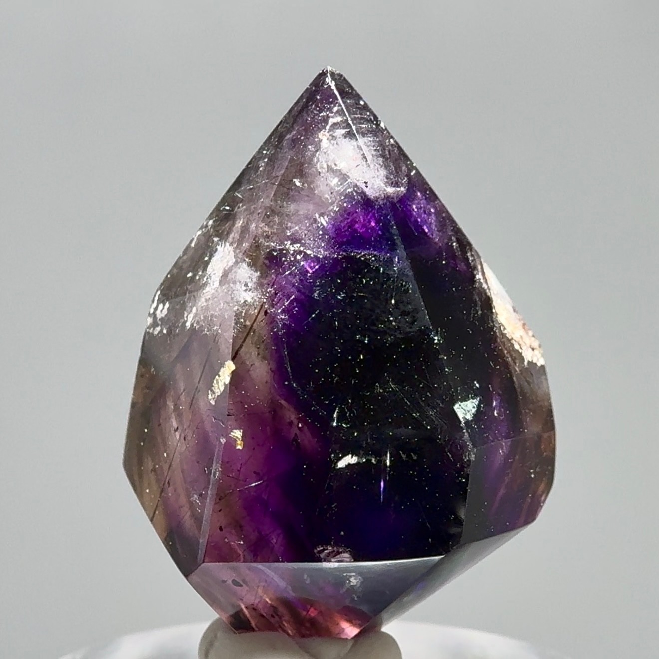 Moving Bubble! RARE Grape Jelly Amethyst Enhydro Crystal w Glitter Hematite