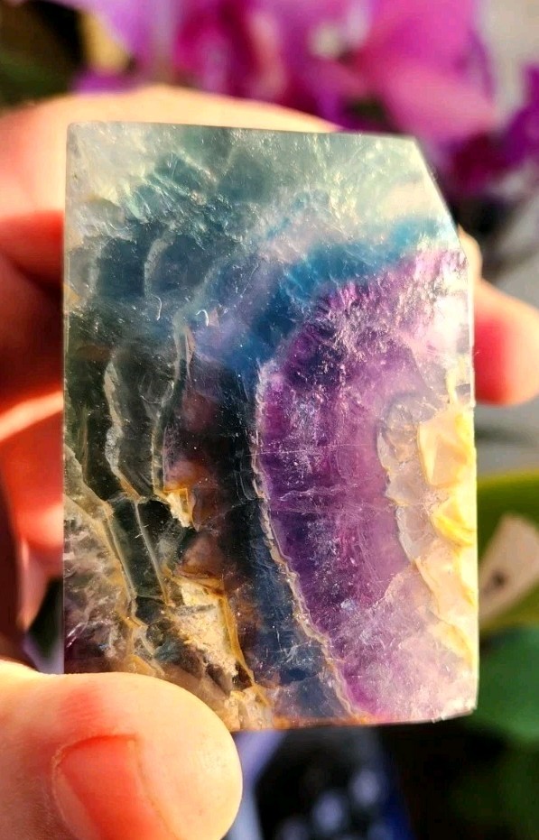 Rainbow Flourite Crystal Geometric Block