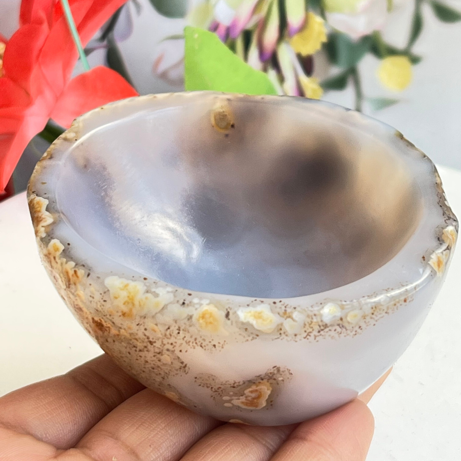 257g TOP Rare Natural Agate ashtray Polished Coin Dish Madagascar MD9