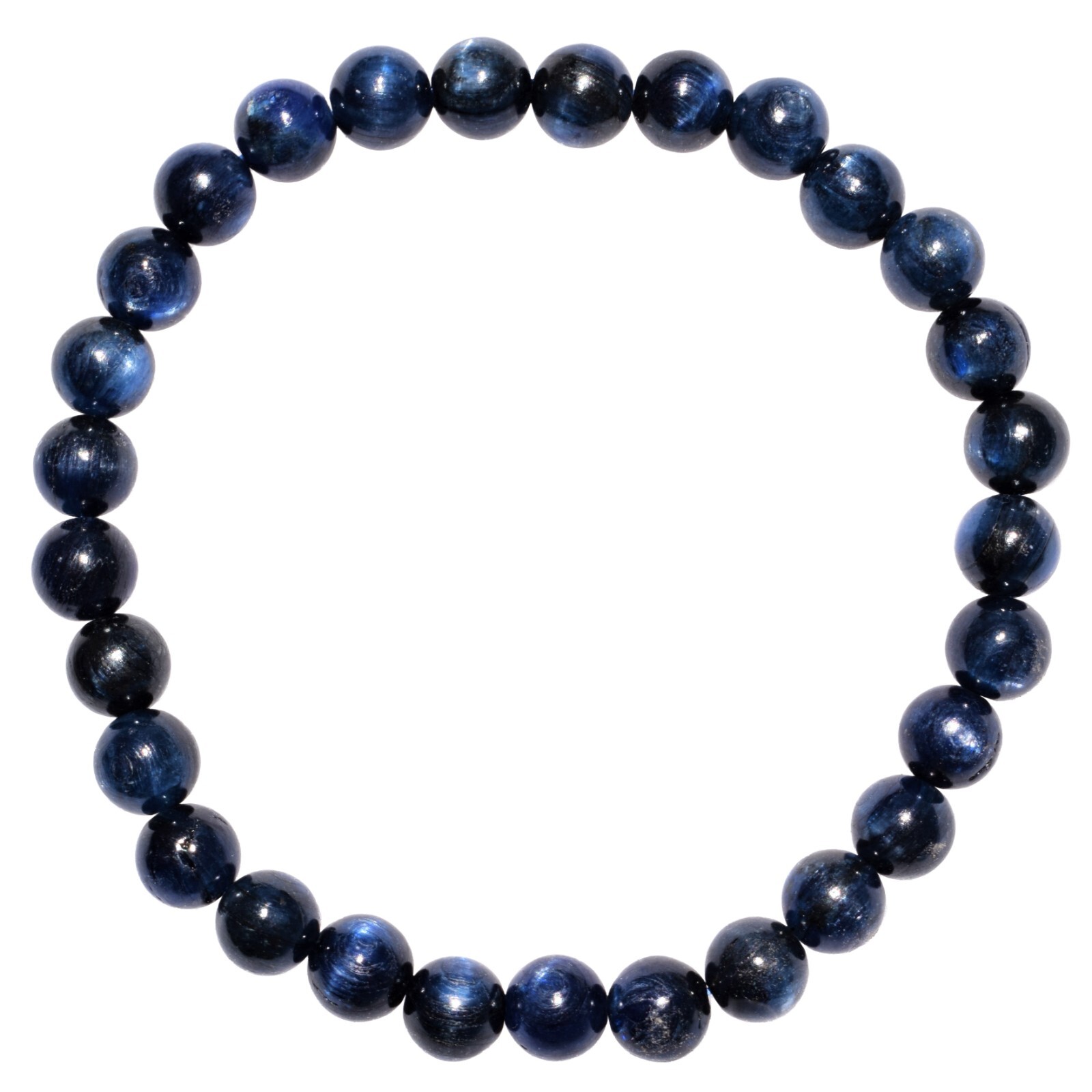 Premium Dark Blue Kyanite 6mm Stretchy Bracelet + Baby Selenite Puffy Heart