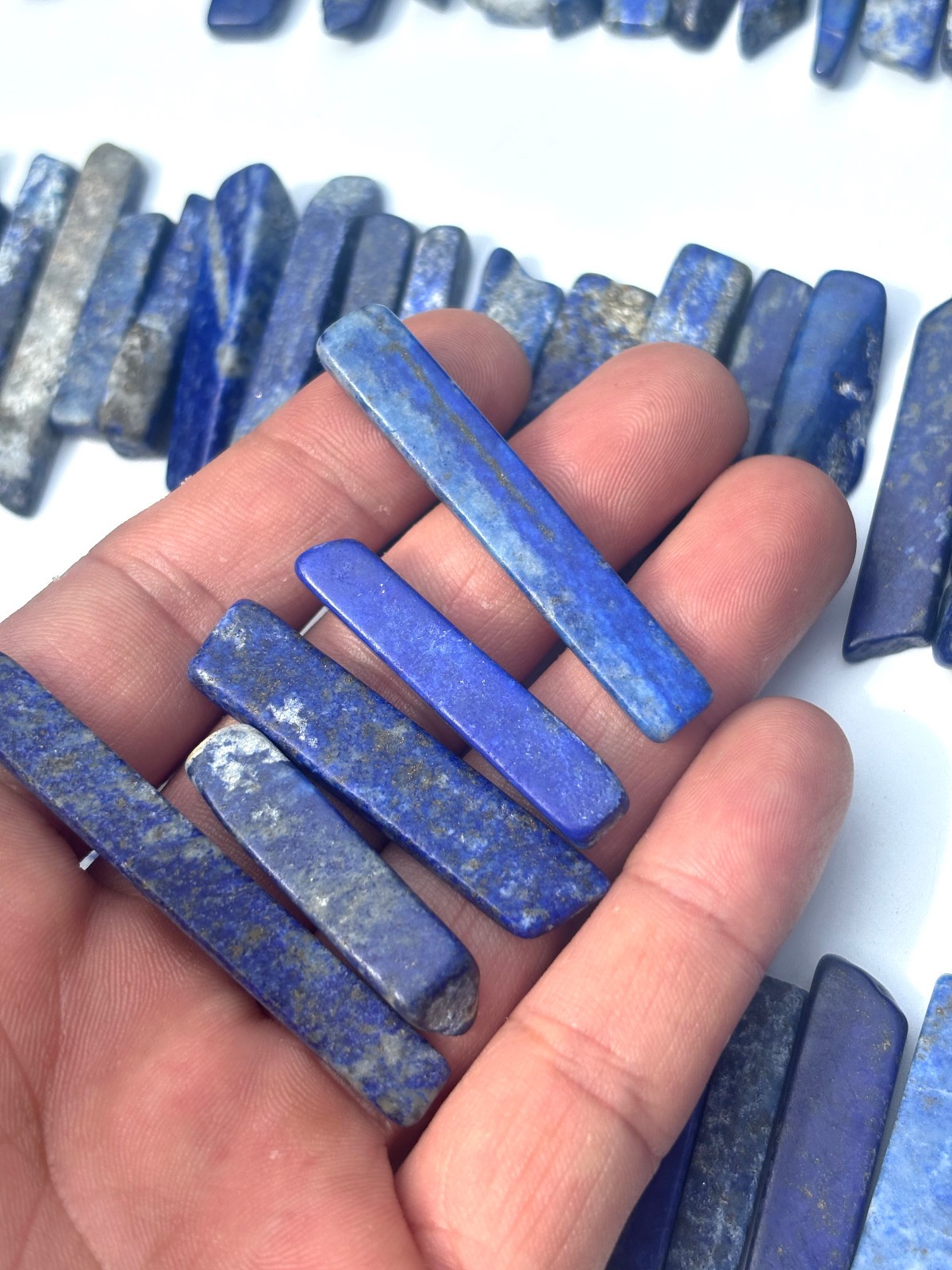 100pcs Bulk Lapis Lazuli Stone Points Wand Jewelry DIY Gemstone Strip Bars