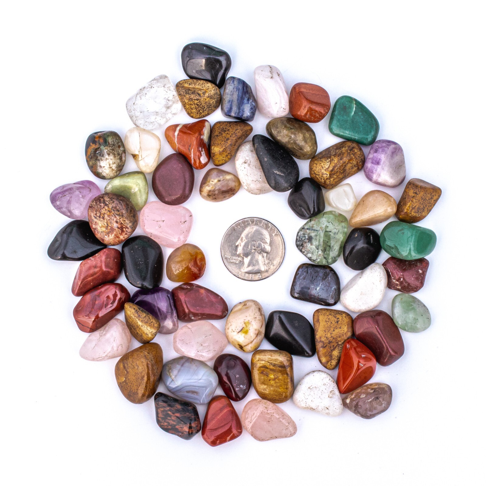 1/2 lb Tumbled Natural Assorted Small Gemstone Mix 40-90 Stones Rocks Bulk Gems