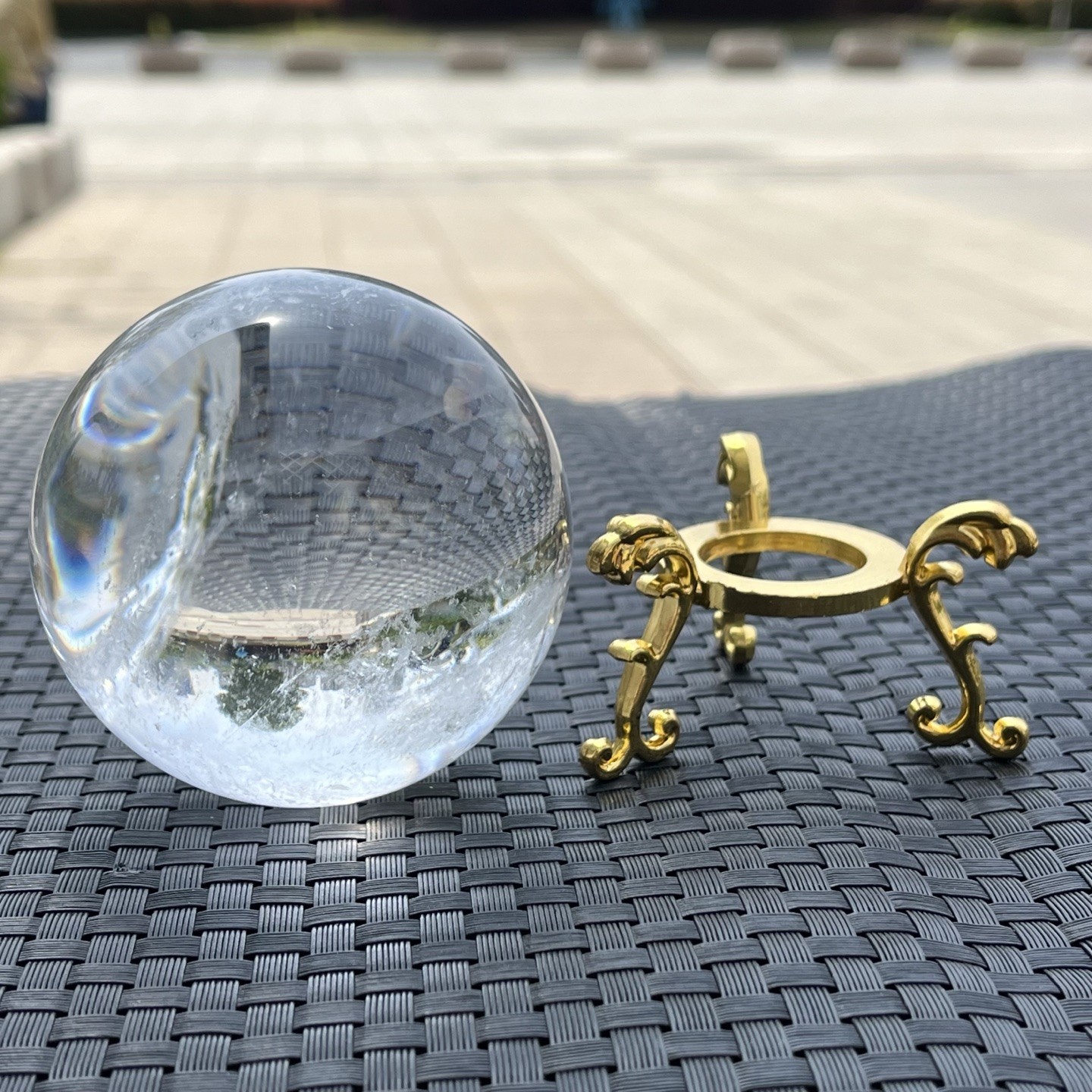 Natural Transparent Clear Quartz Sphere Big Rainbow Flash Crystal Specimen