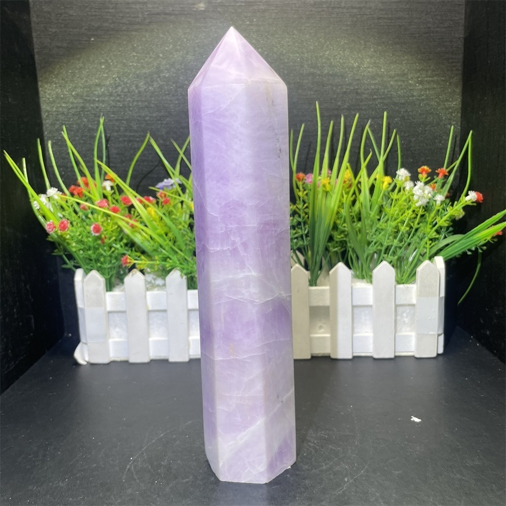 2.2LB9 ” Natural Kunzite Obelisk Tower Crystal Quartz Healing Energy Reiki