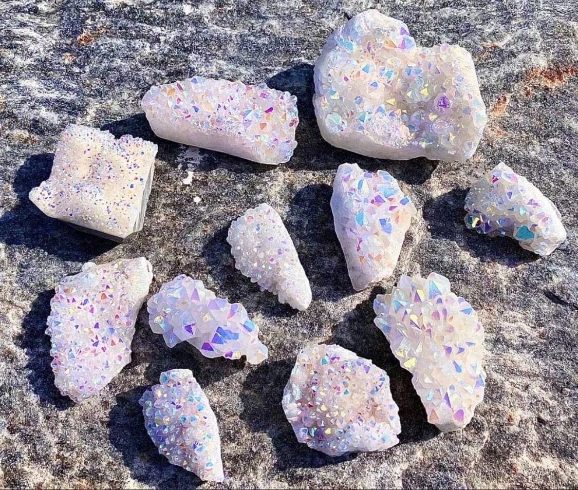 Natural Rainbow Quartz Cluster Angel Aura Quartz Crystal Cluster Home Decor