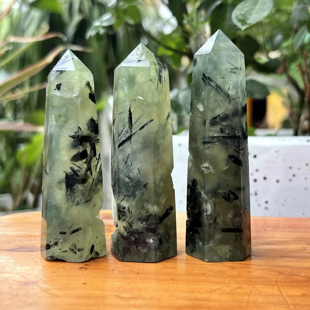 Random Natural Prehnite Druzy Tower Crystal Point Obelisk Healing Decor Gift