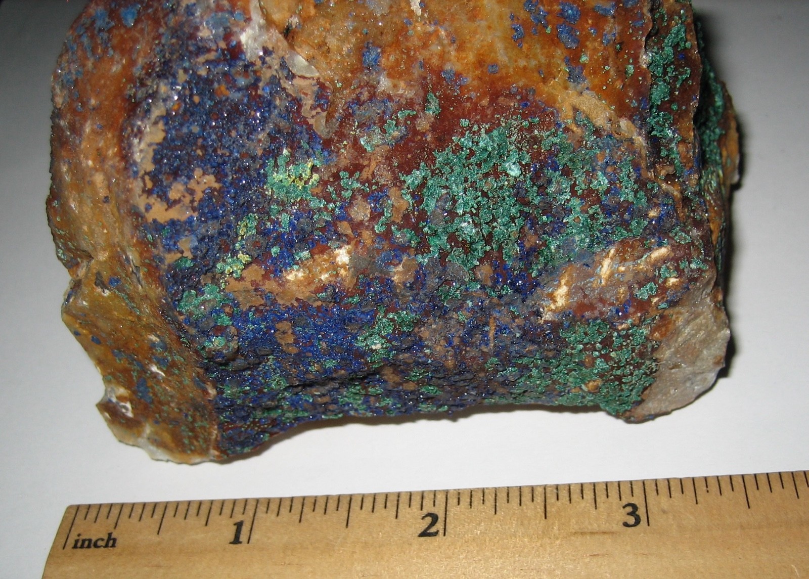 AZURITE & MALACHITE CRYSTAL CLUSTER ON 3.4″ x 2″ STONE MATRIX MOROCCO 396.8grams
