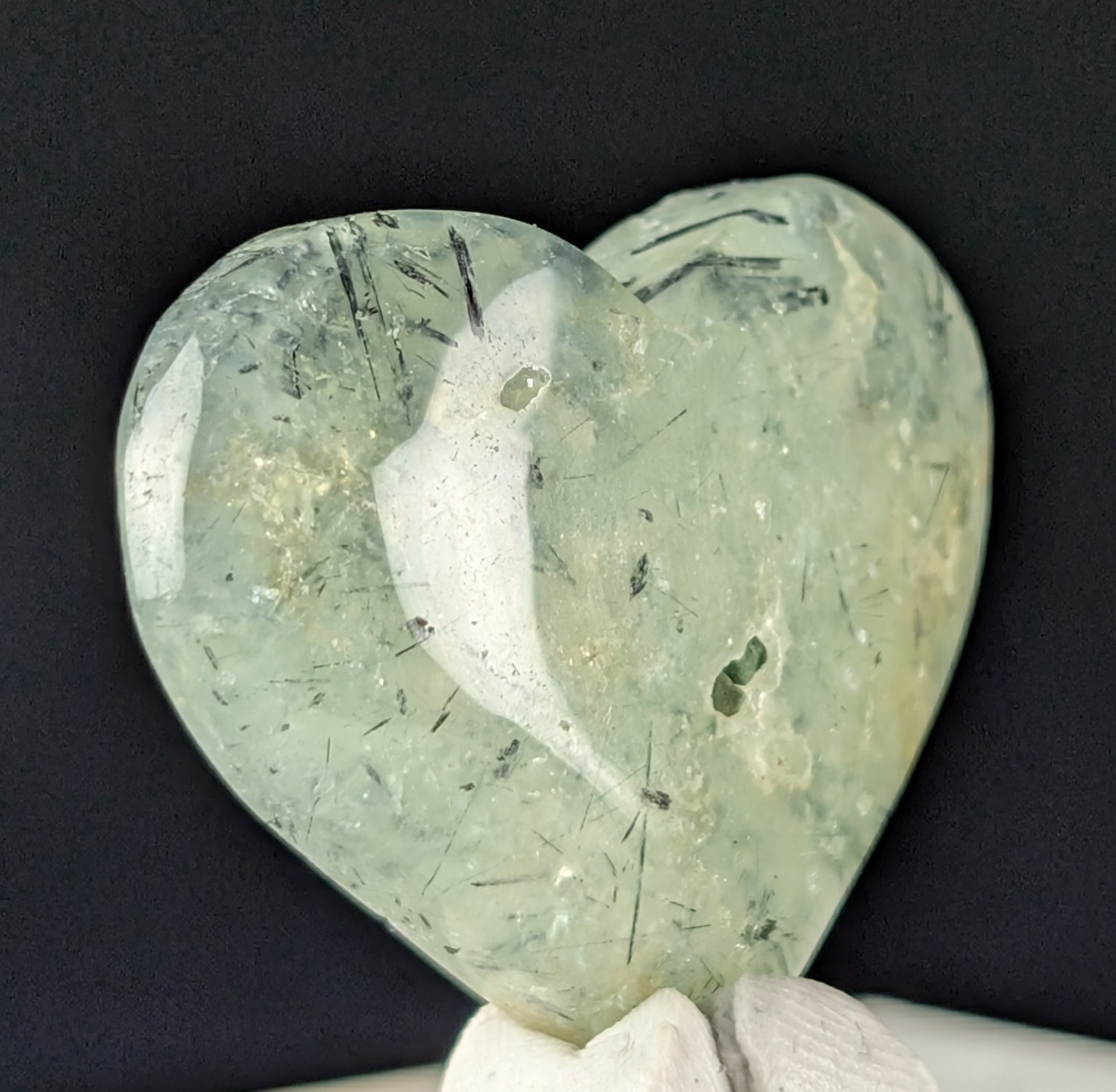 Prehnite Heart Carving Crystal Gemstone Chakra Reiki Mineral