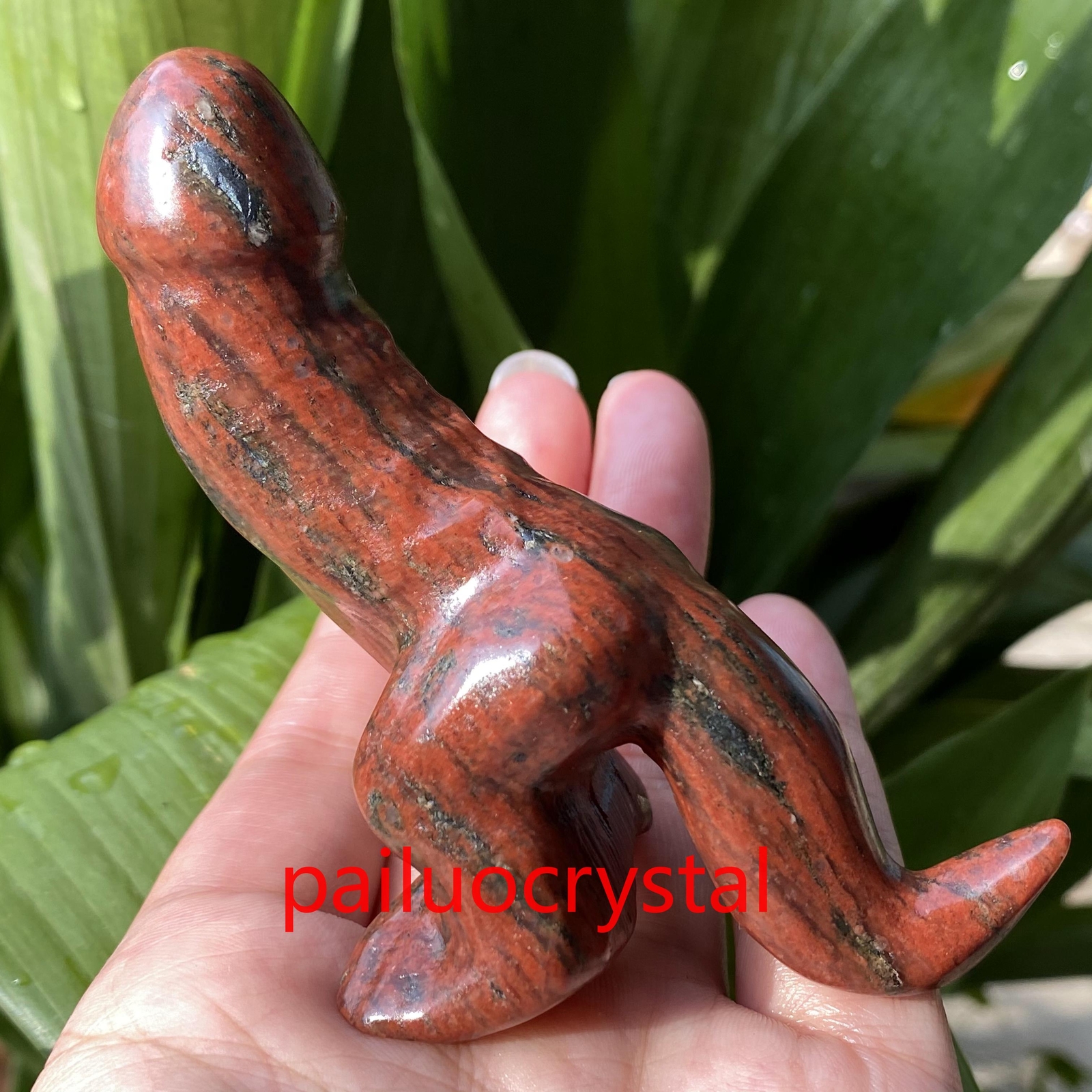 1pc Natural Sesame red Male Penis Quartz Crystal Skull Carved Figurines 3.8″