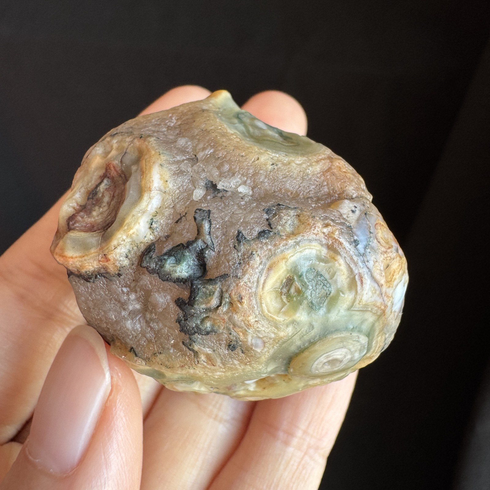 5cm/87g Natural Big Alxa Gobi Desert Colorful Eye Agate, Mongolia-1001
