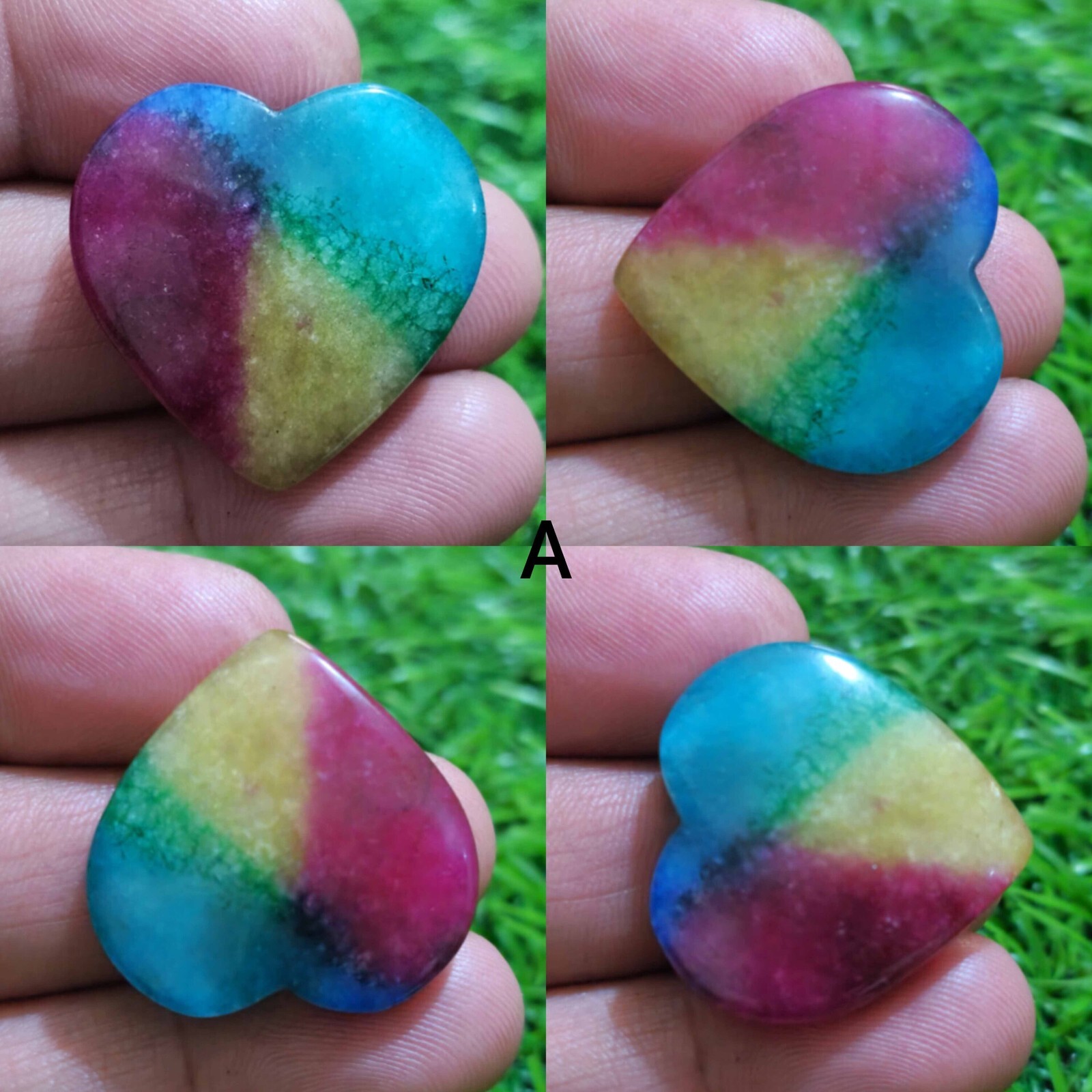 AA+ Rainbow Solar Quartz Heart Shape Cabochon Loose Gemstone Jewelry For Making