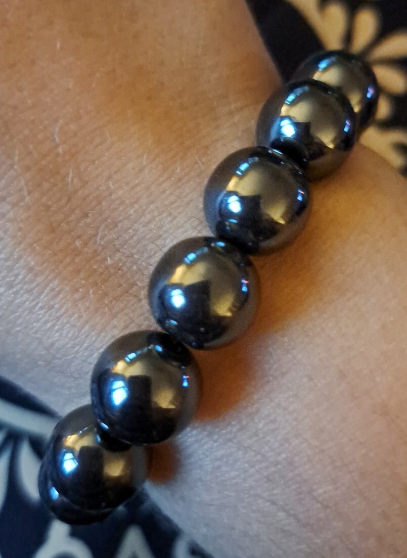 Chunky Hematite Crystal Bracelet Genuine 12mm Bead Stretch Fit 20.4cm 1pc