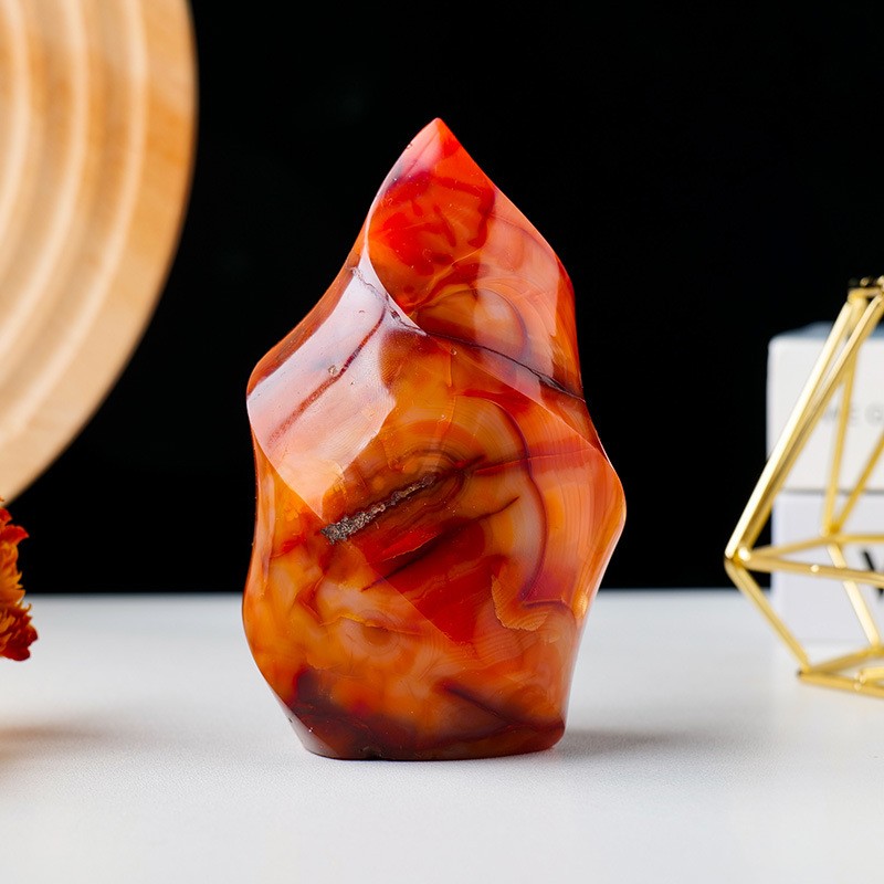 Natural Red Agate Flame Carving Carnelian Tower Healing Crystal Collector Gifts