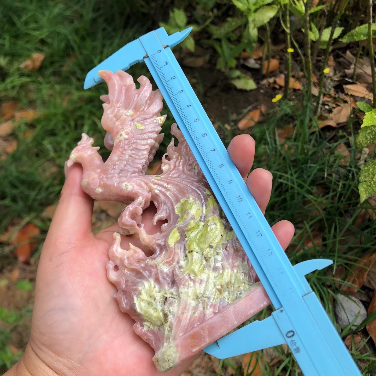 1pc Natural Peony Aquamarine Quartz Carved Crystal Phoenix Skull Reiki Decor