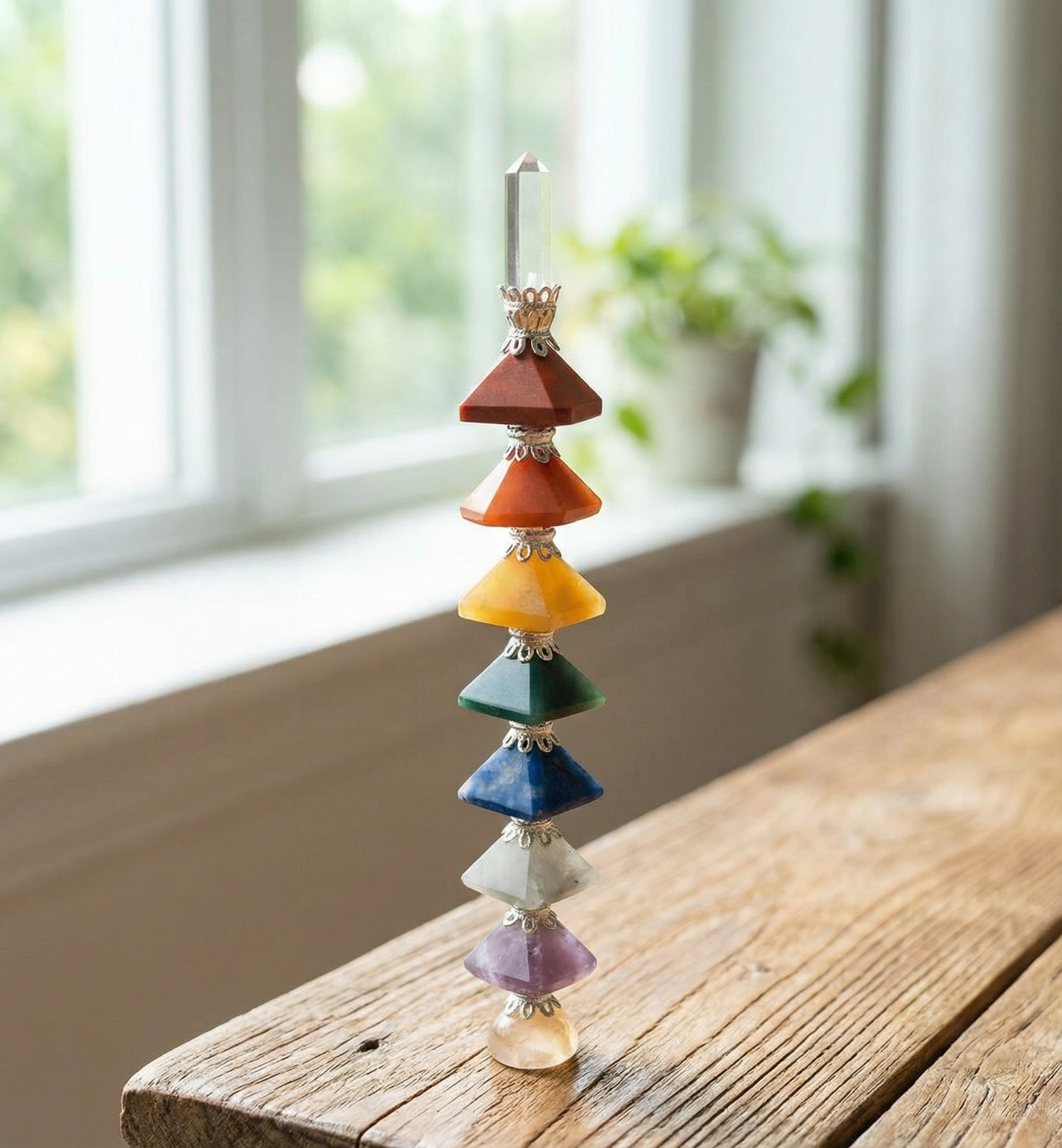 Premium 7 Chakra Crystal Decor | Suncatcher with Reiki Stones | Reiki Healing