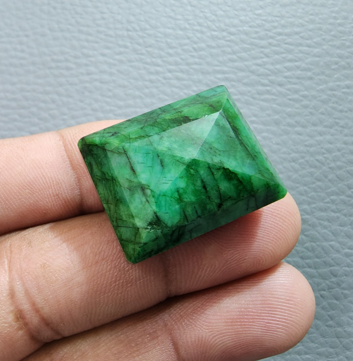Gorgeous A+ Green Brazilian Emerald Rectangle Shape Loose Gemstone Jewelry 75 Ct