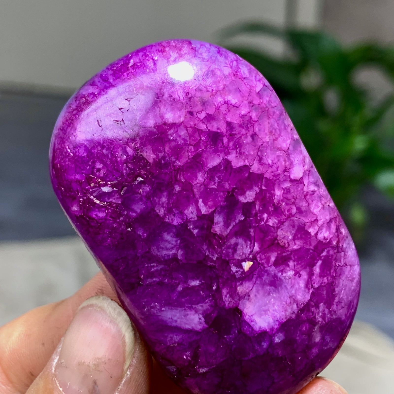 85G Natural colorful agate stripe Crystal mineral oval-shaped form*
