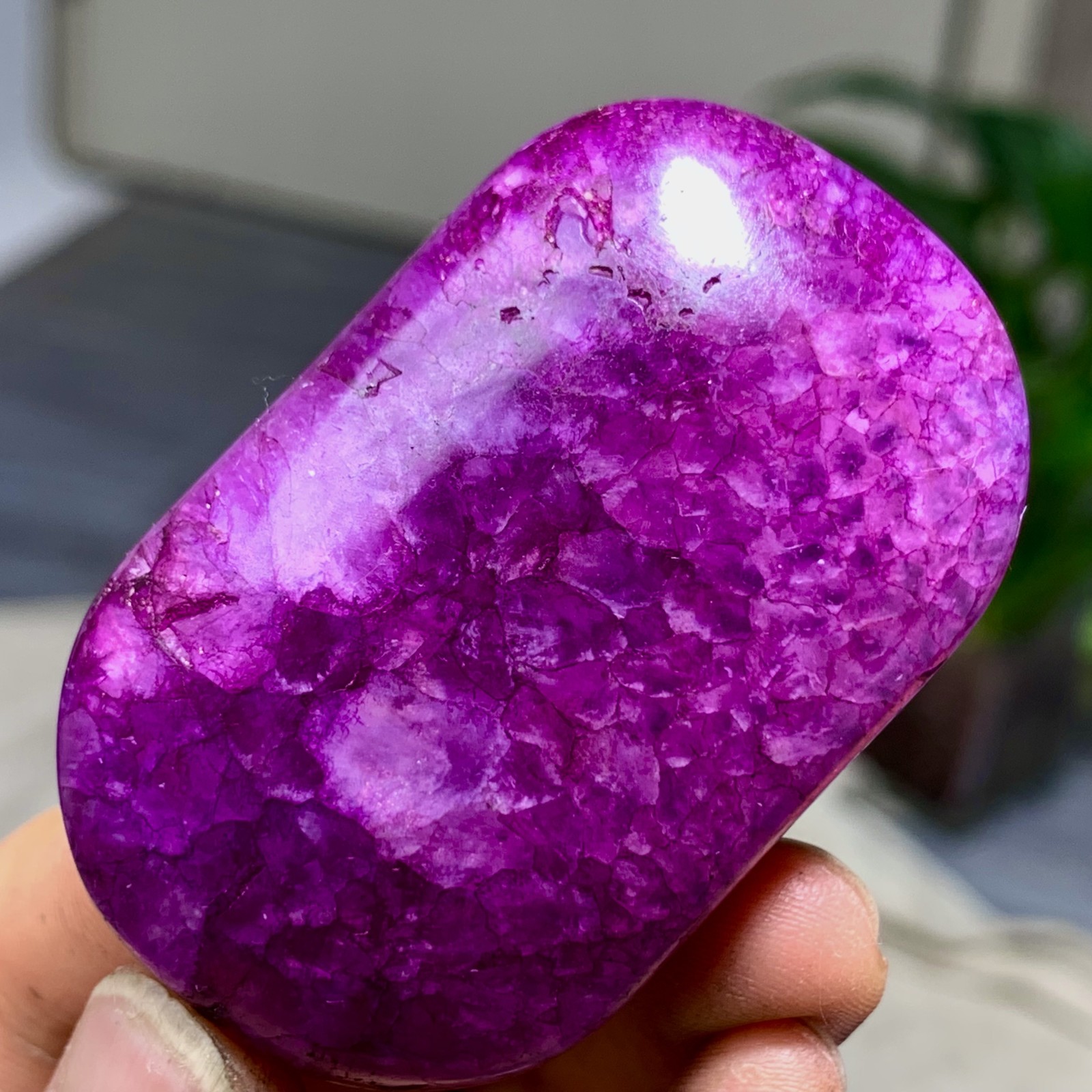 85G Natural colorful agate stripe Crystal mineral oval-shaped form*