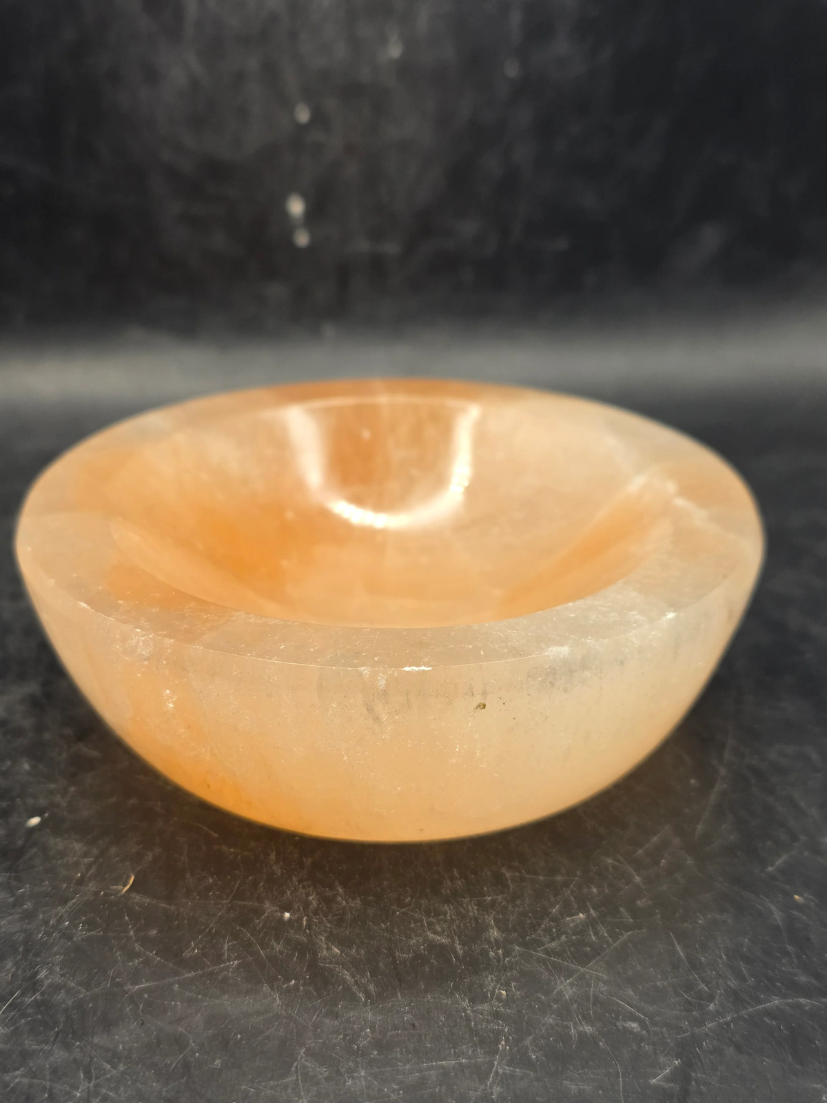 Peach selenite bowl! 3.9 inches wide, 12 ounces!
