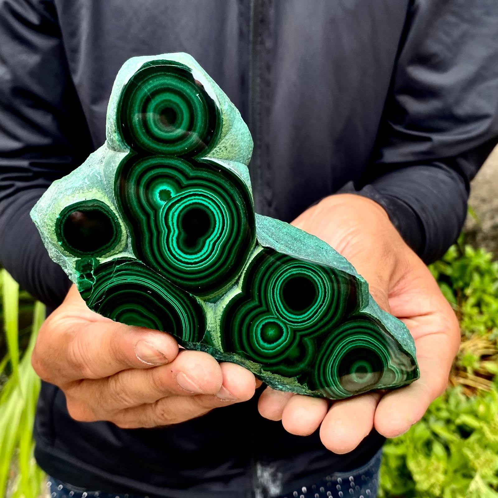 408G Natural malachite slice quartz crystal luster mineral specimen