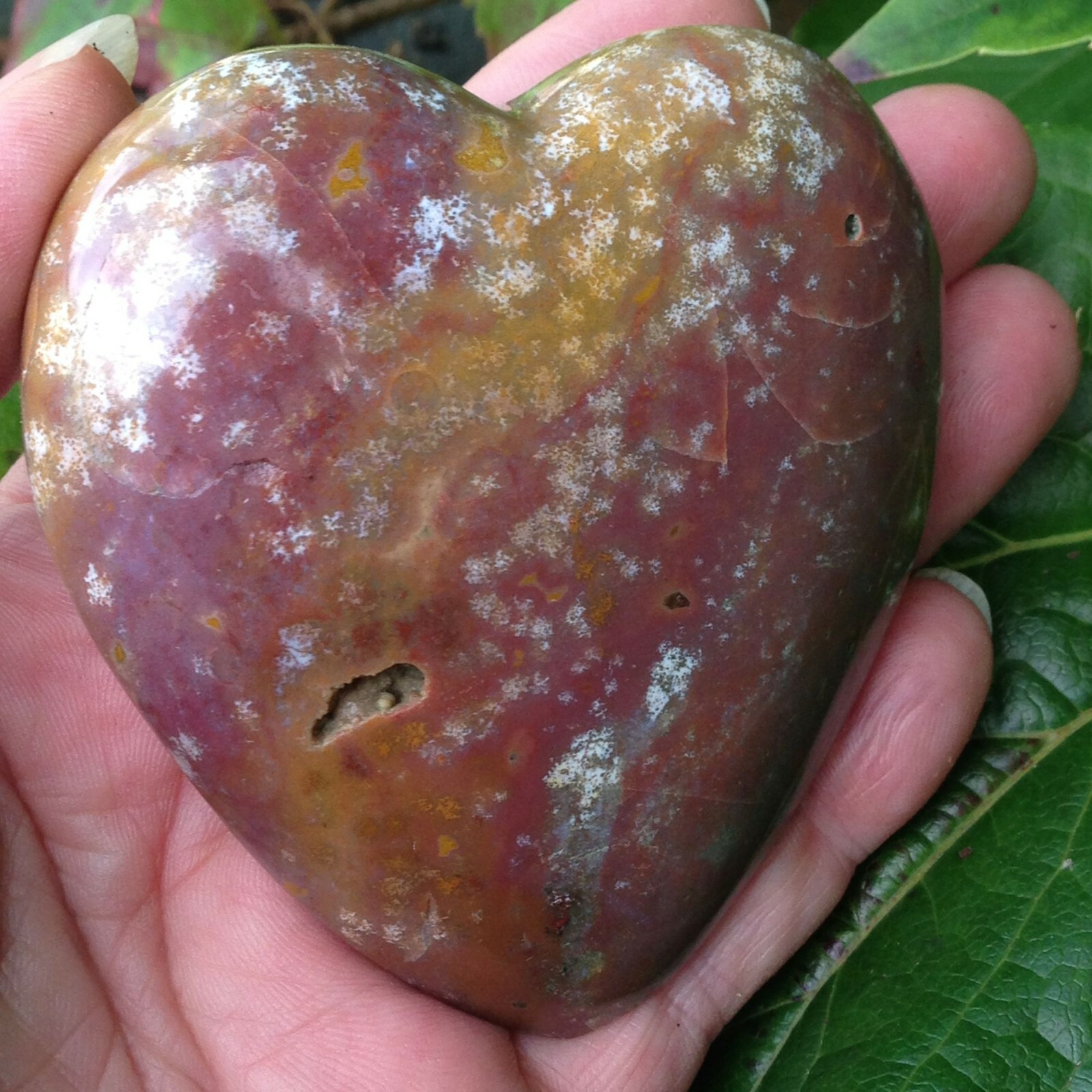Large Ocean Jasper Crystal Drusy Heart Atlantis Stone Love 188g 6.93×7.45×2.9cm