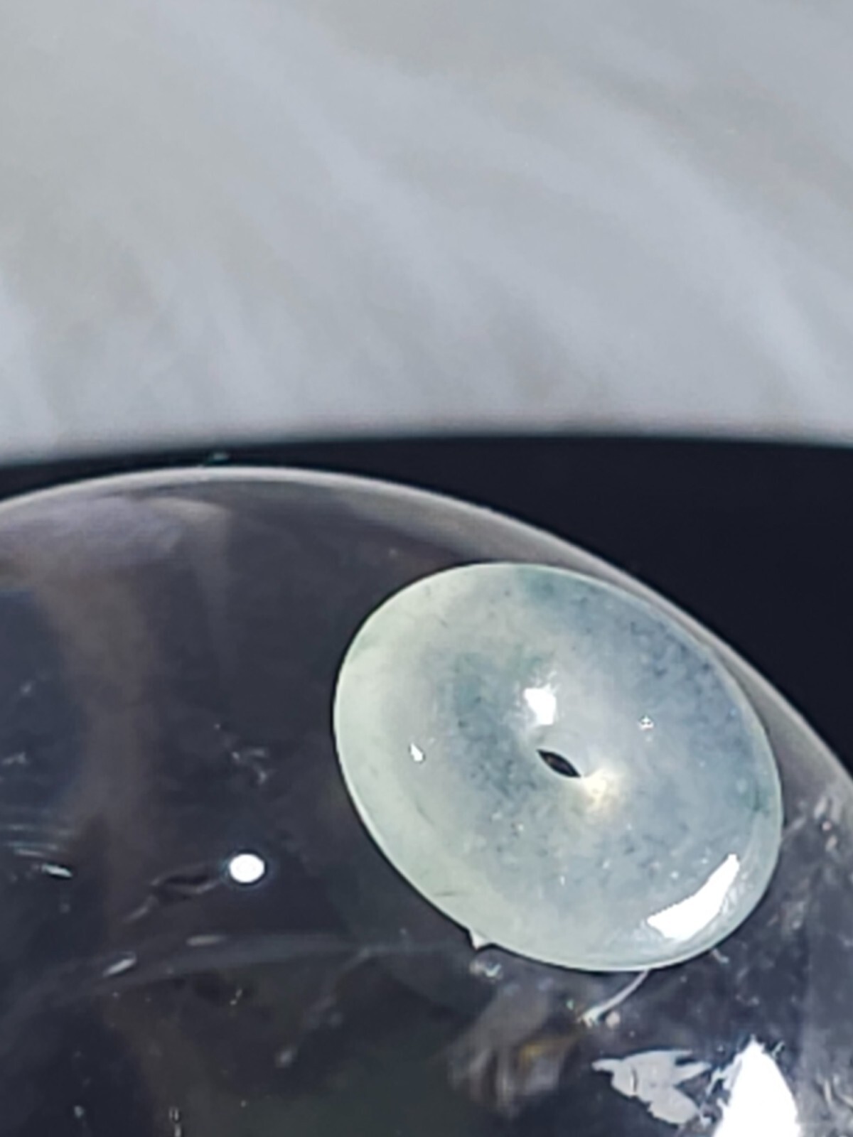 15mm Jade Pi Disc Pendant | Icy Green Donut Bead | Semi-Translucent 1.84g