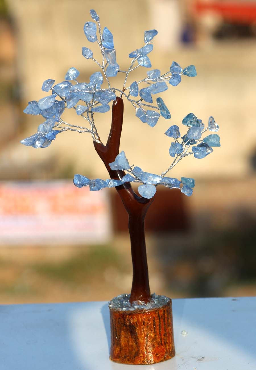 75+ Purple Aquamarine Gemstones SIlver Branches Bonsai Decor Tree GW MJ