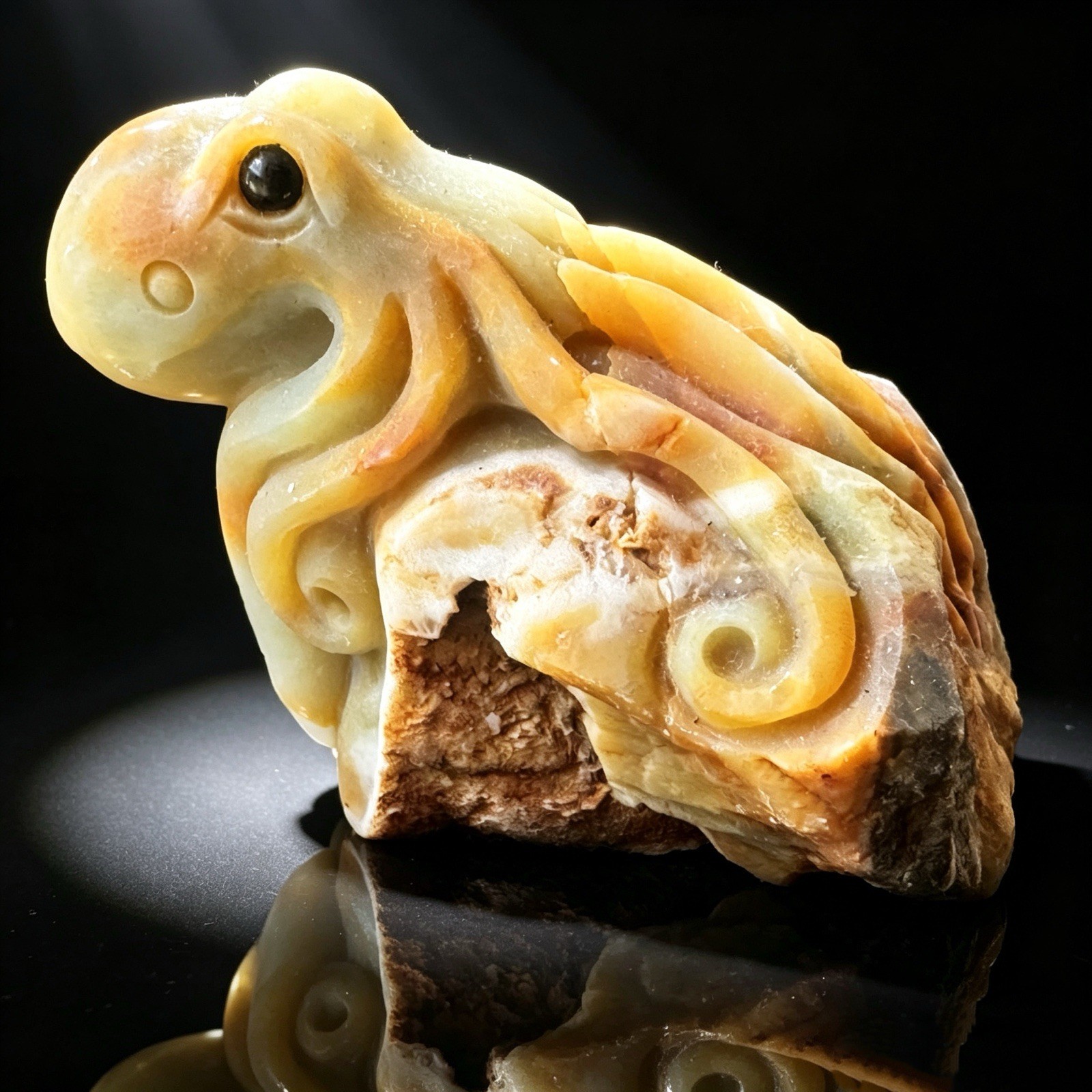 Carved Natural Amazonite Octopus Figurine, Sea Animal Crystal Collectible Decor