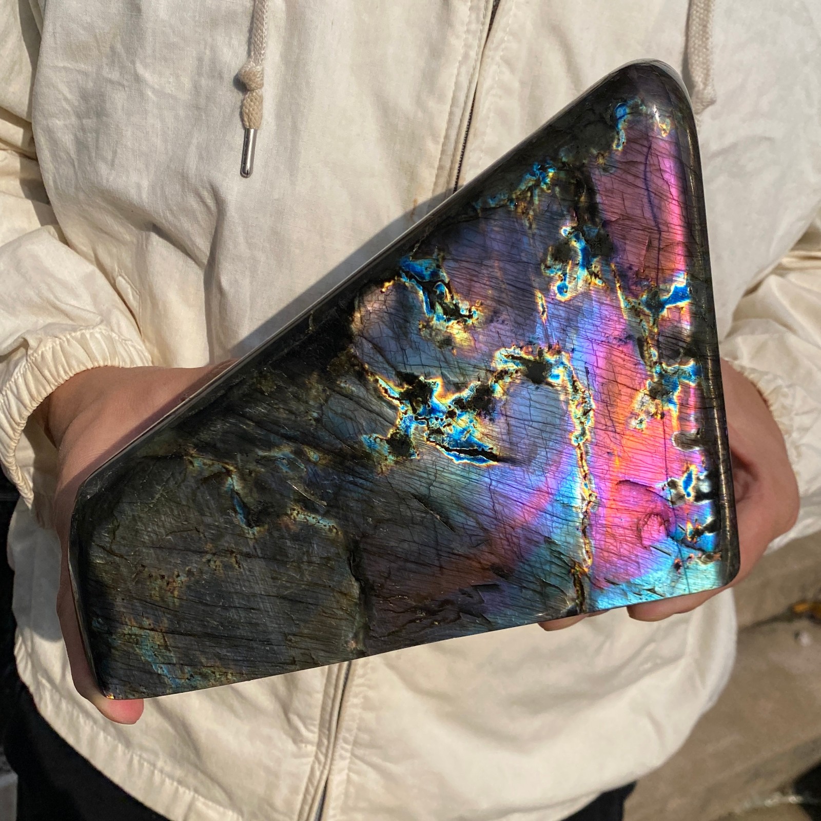10.1LB Natural Labradorite Crystal Quartz Rough Mineral Specimen Healing