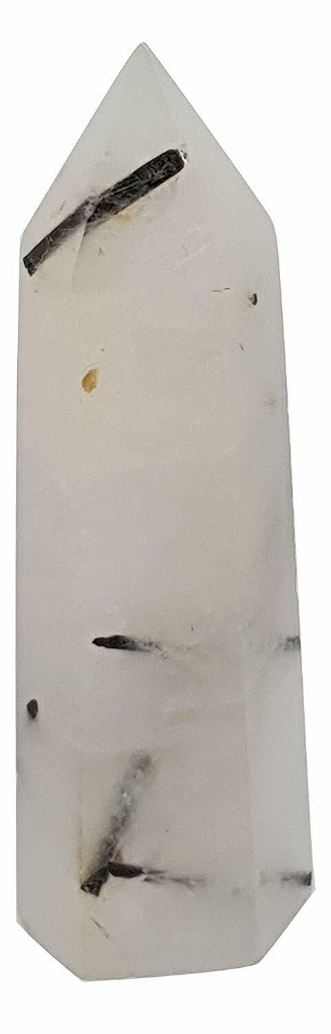 Rutilated Black Tourmaline Quartz Gemstone Point 78 x 25 x 20mm Approx 50g gt11a
