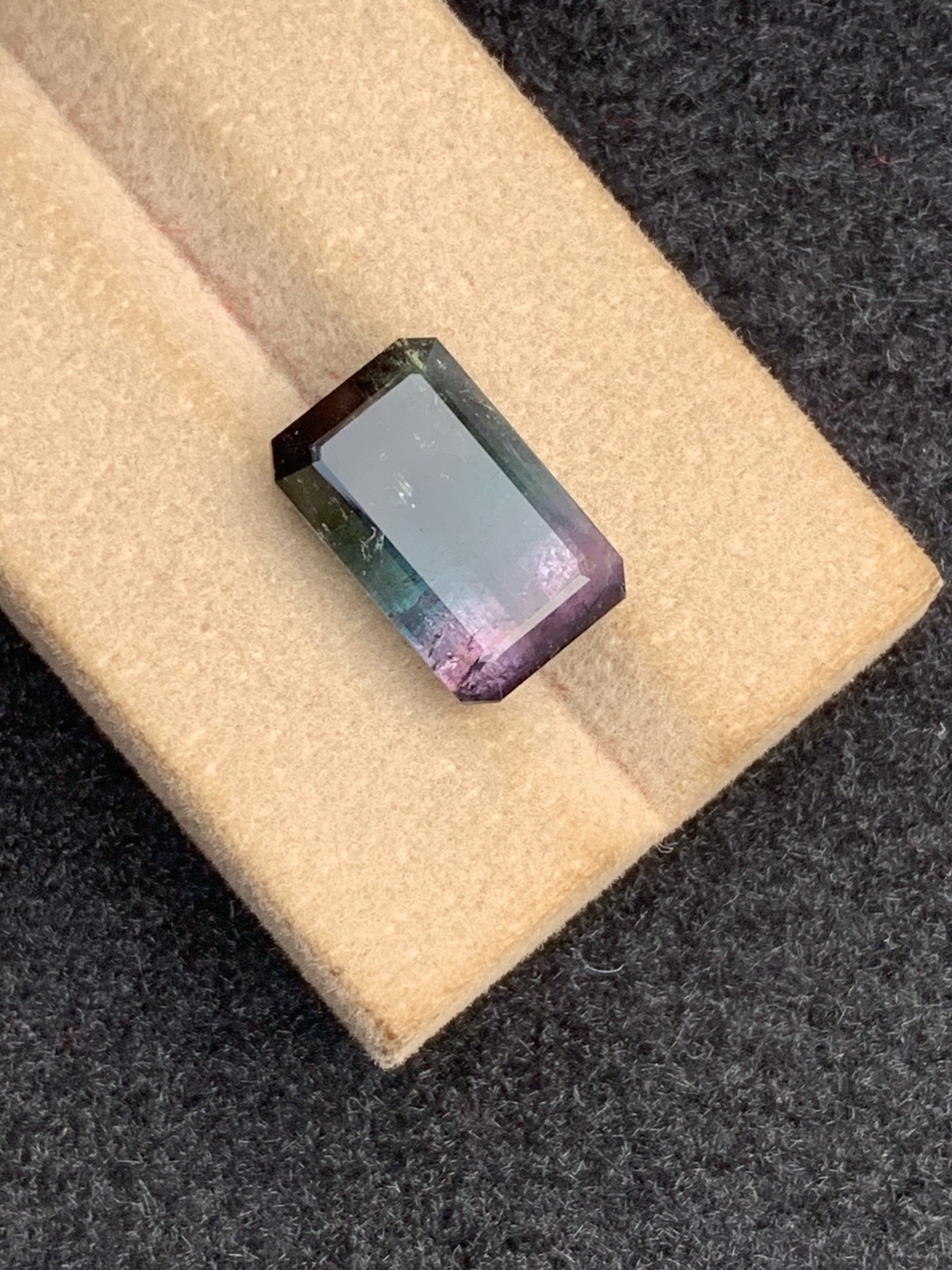 9.2ct natural rare black blue & pink tri colors faceted tourmaline from afg