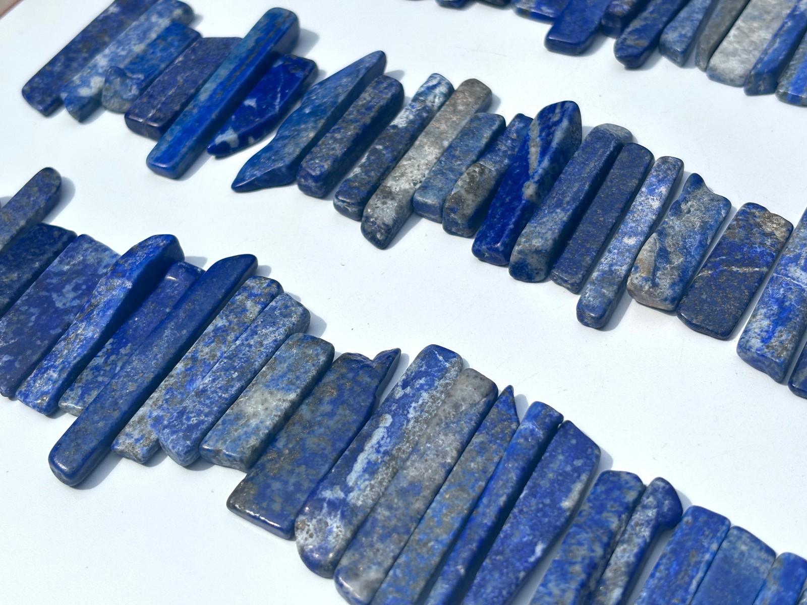 100pcs Bulk Lapis Lazuli Stone Points Wand Jewelry DIY Gemstone Strip Bars