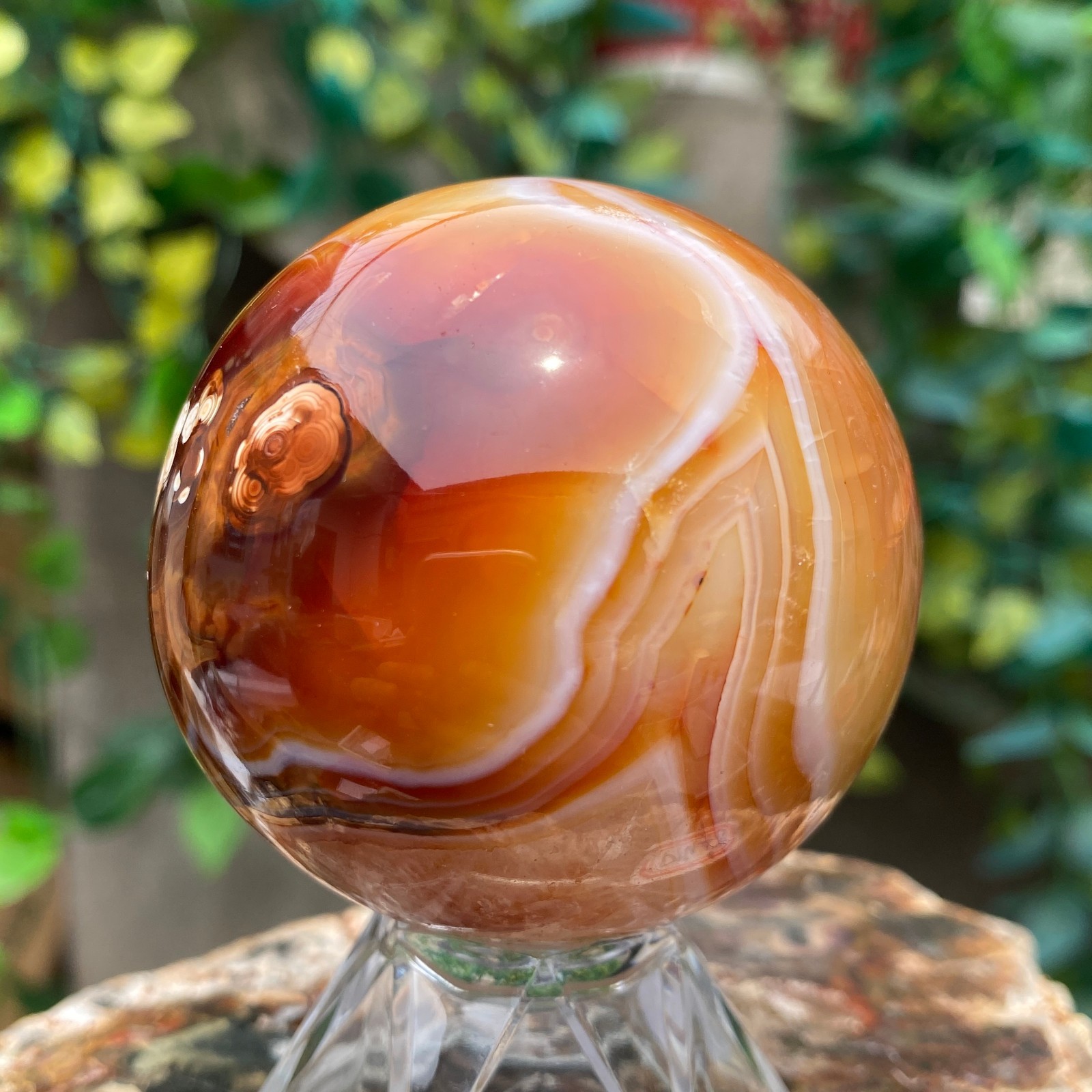 290g Natural red striped agate crystal ball mineral specimen Sphere