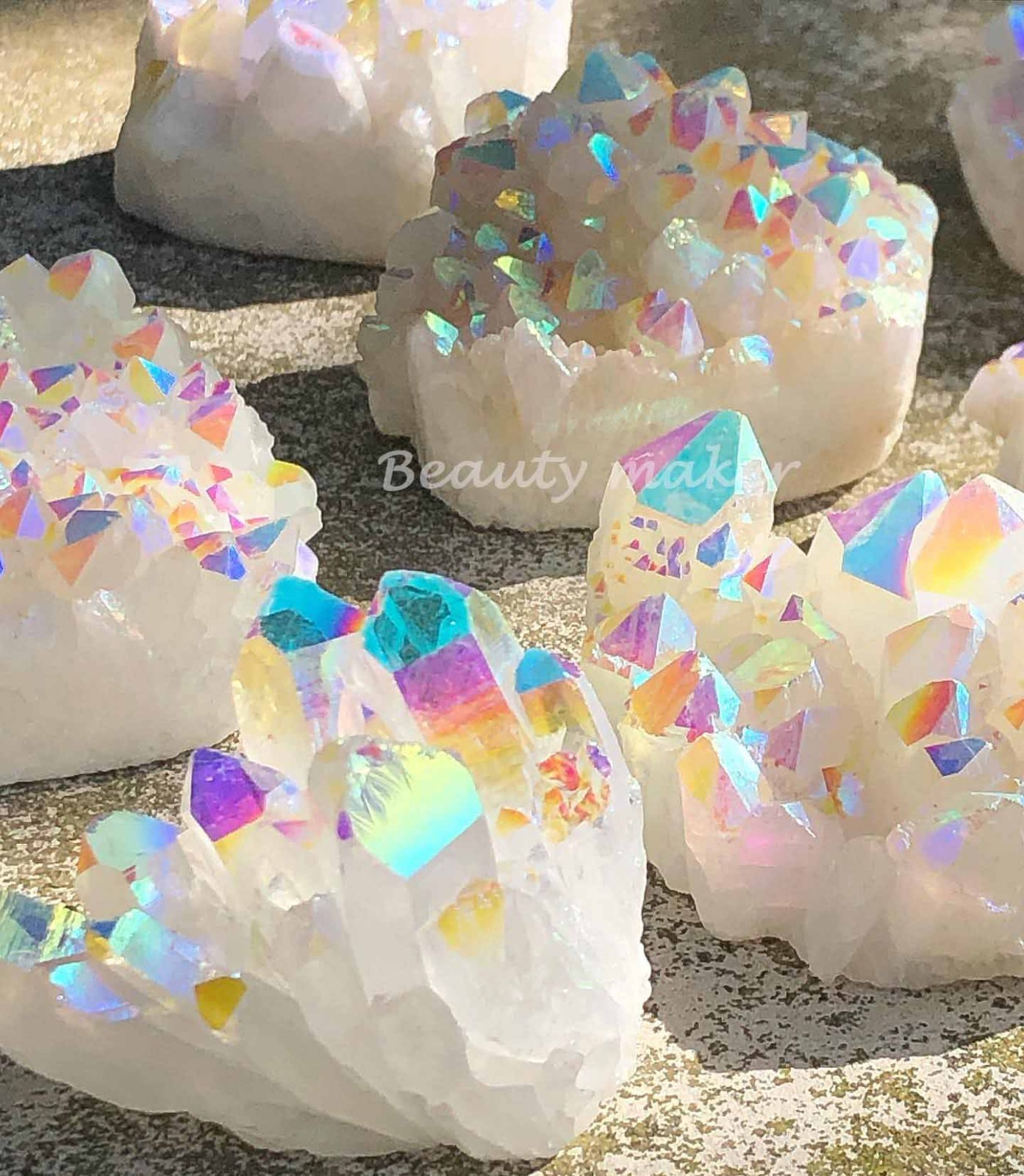 Natural Rainbow Quartz Cluster Angel Aura Quartz Crystal Cluster Home Decor