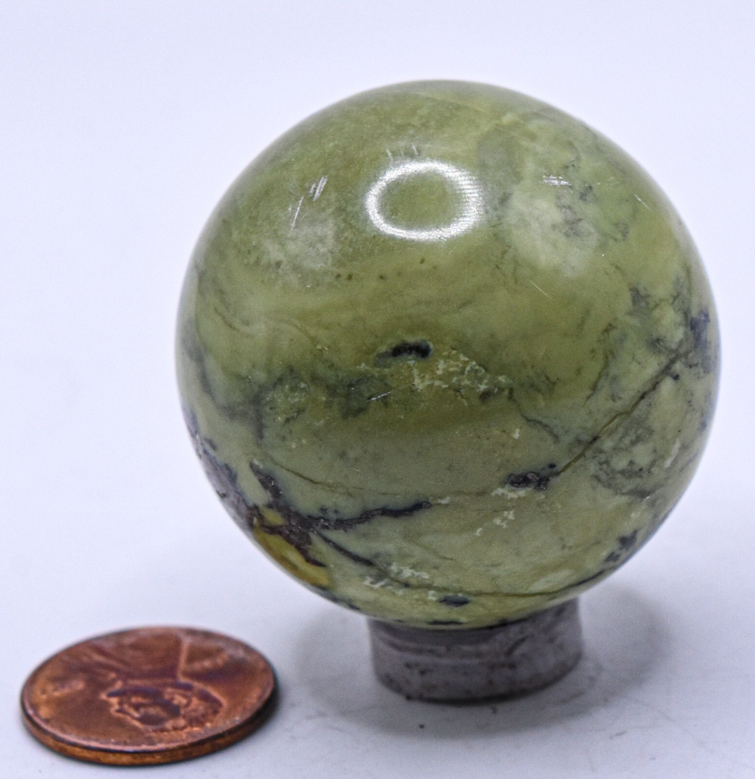 39mm Serpentine w/ Pyrite Sphere Polished Natural Gemstone Mineral Ball – Peru