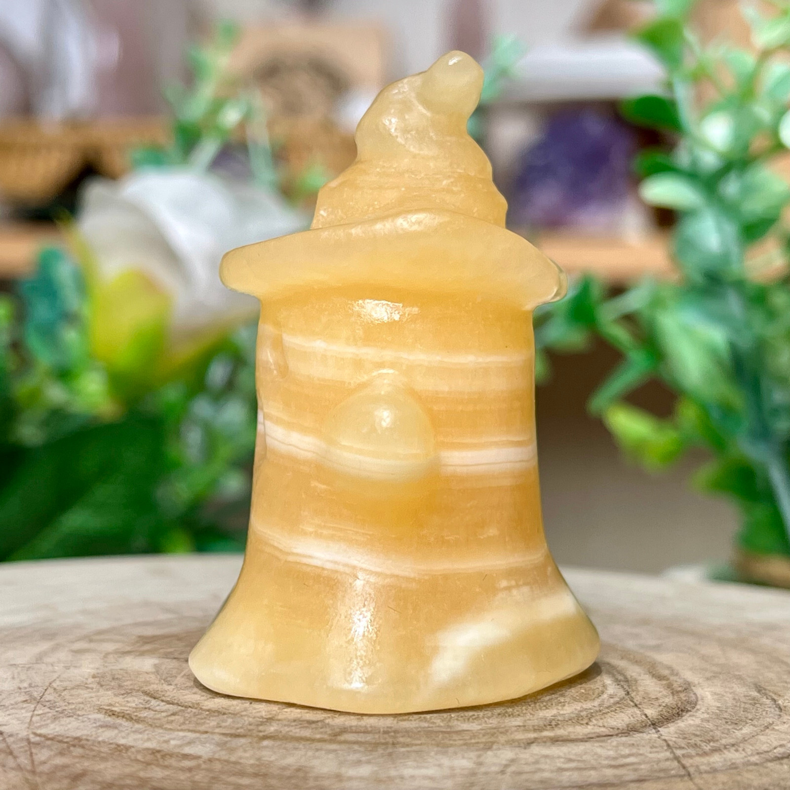 70G Natural yellow calcite Ghost hand carving crystal quartz reiki gift